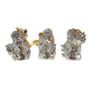 Gorham Set of 3 Lead Crystal Santa Ornaments